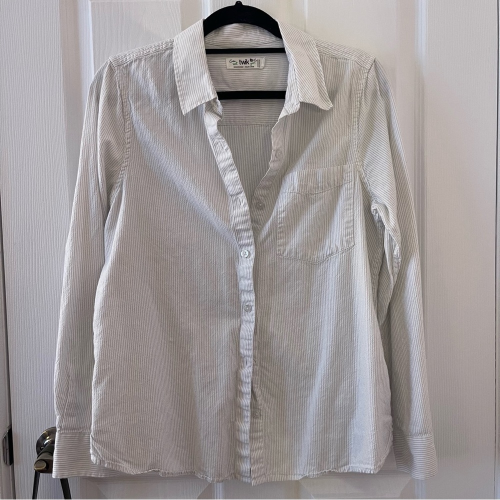 Simons Twik White and Black Striped Shirt